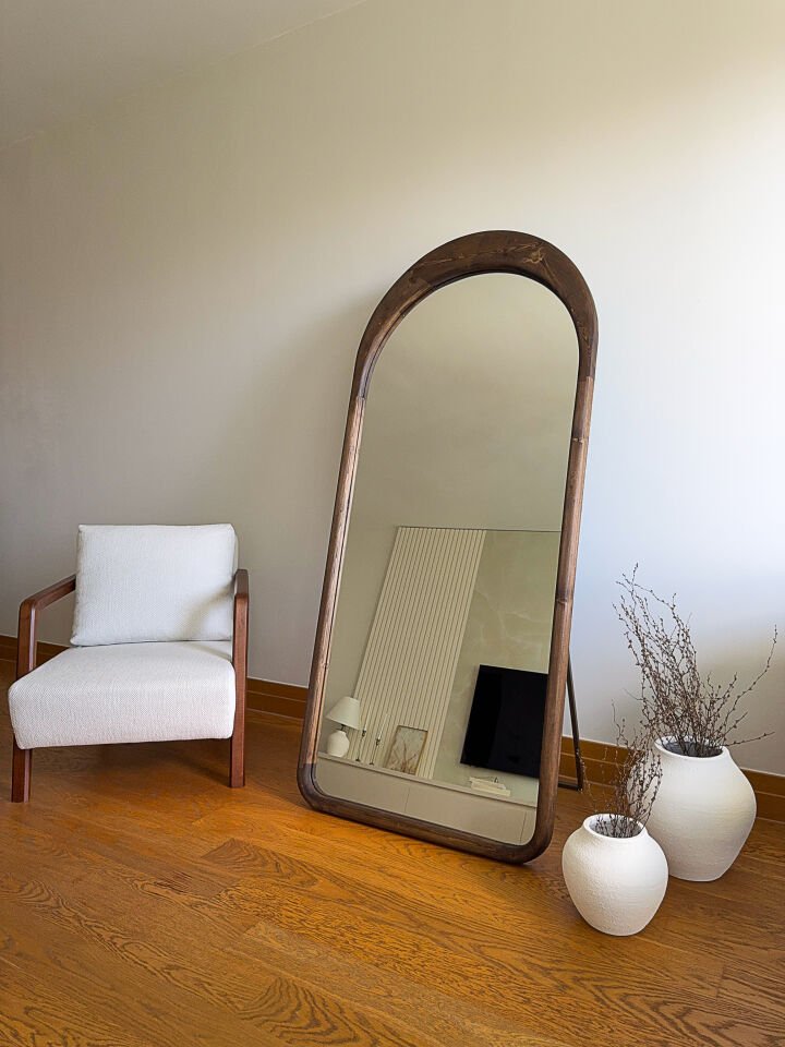 Lyska - Ovale Houten Spiegel 180x80 cm