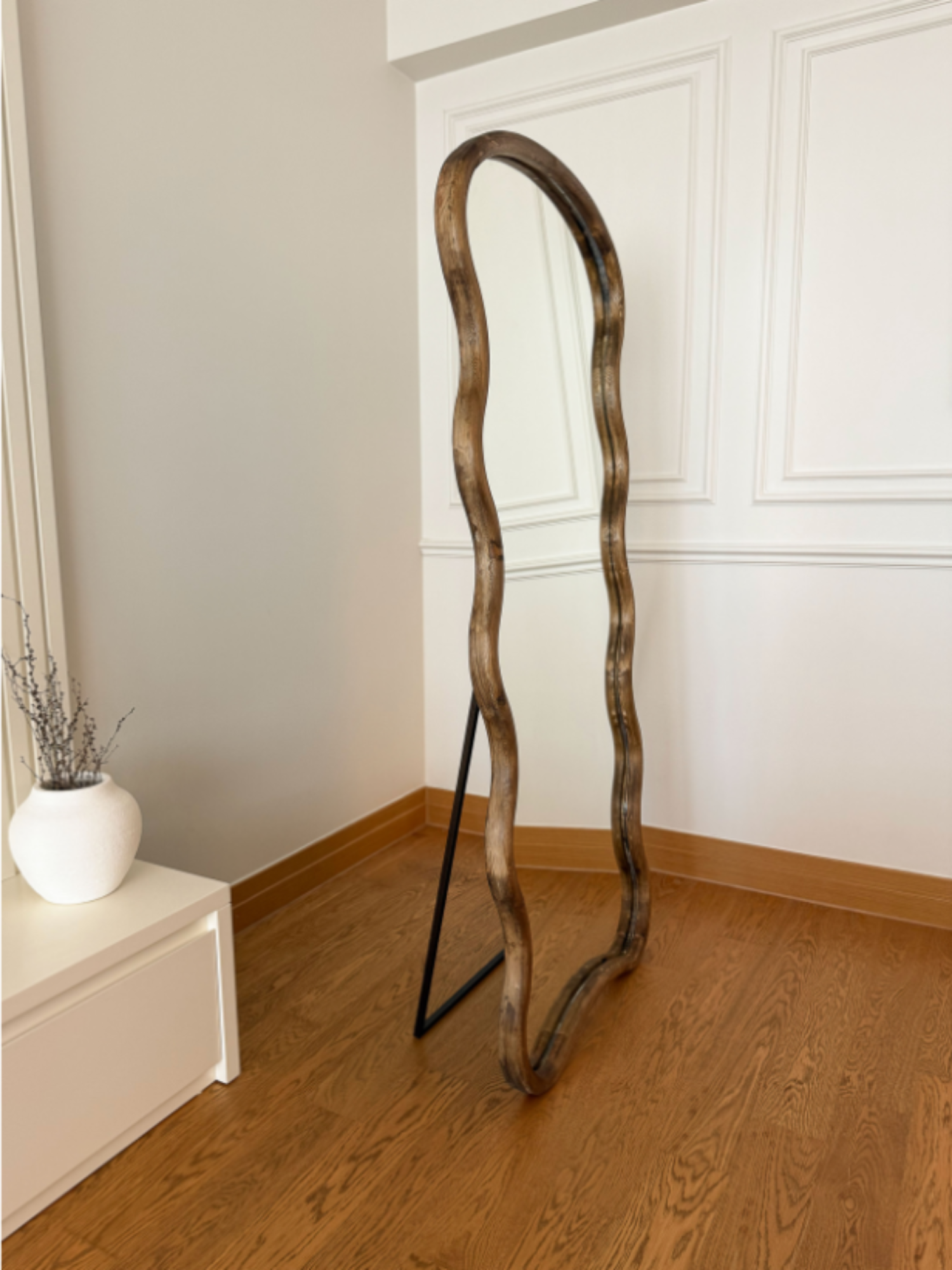 Loréa - Organische Golvende Houten Spiegel 180x80