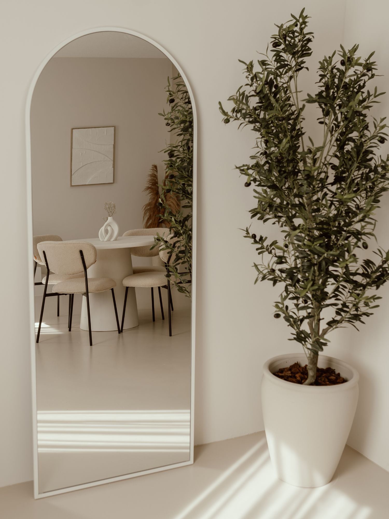 Grand miroir sur pied ovale 180x70 blanc