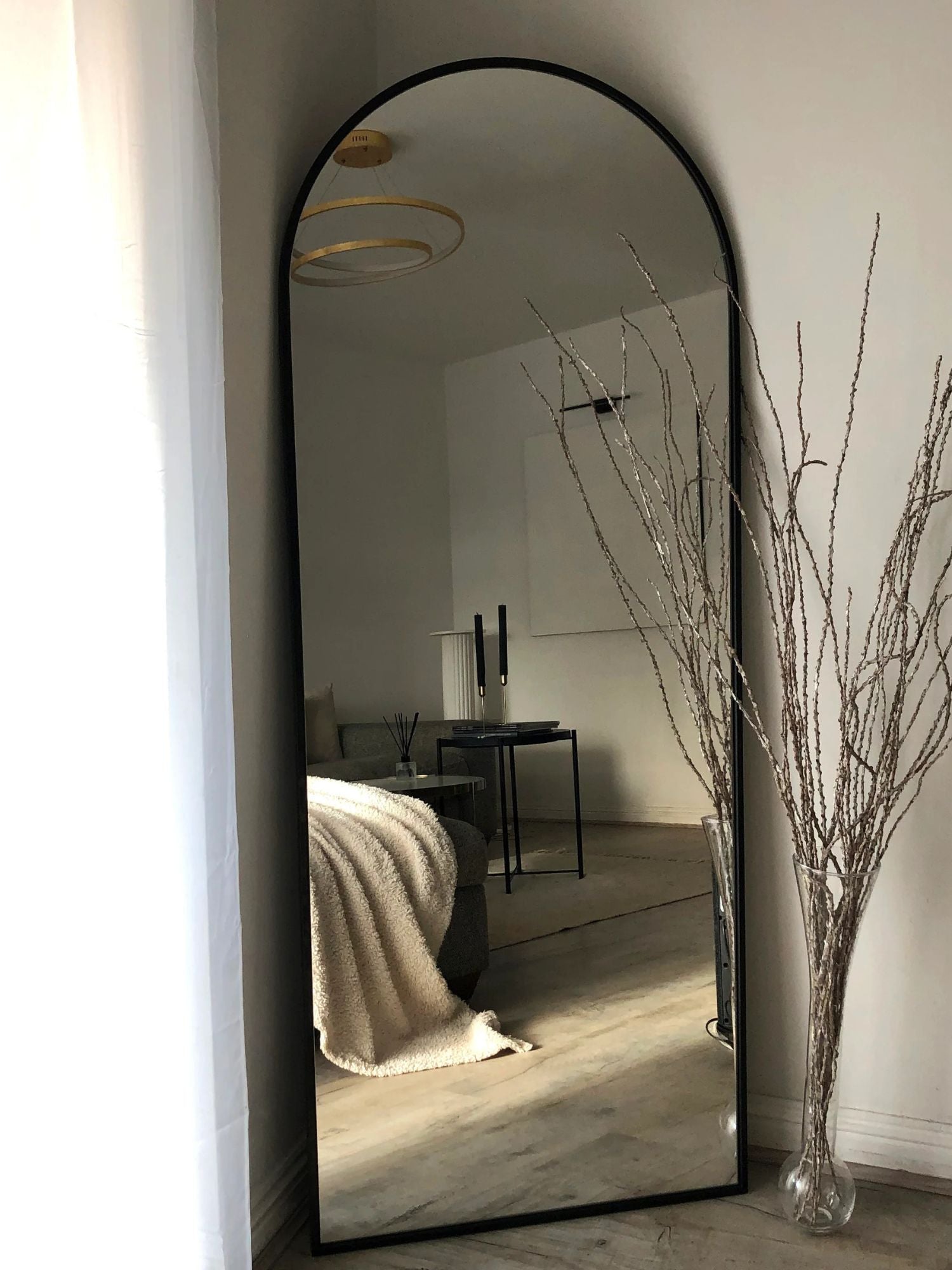 Grand miroir sur pied ovale 180x70 noir