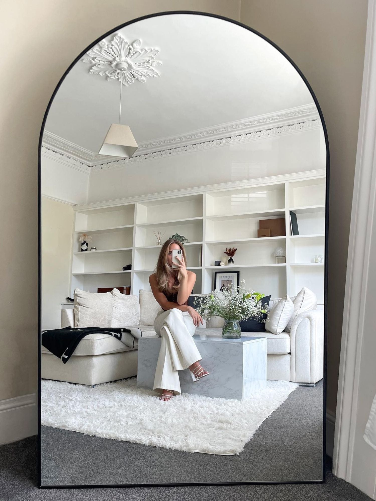 Grand miroir sur pied ovale 180x100 noir