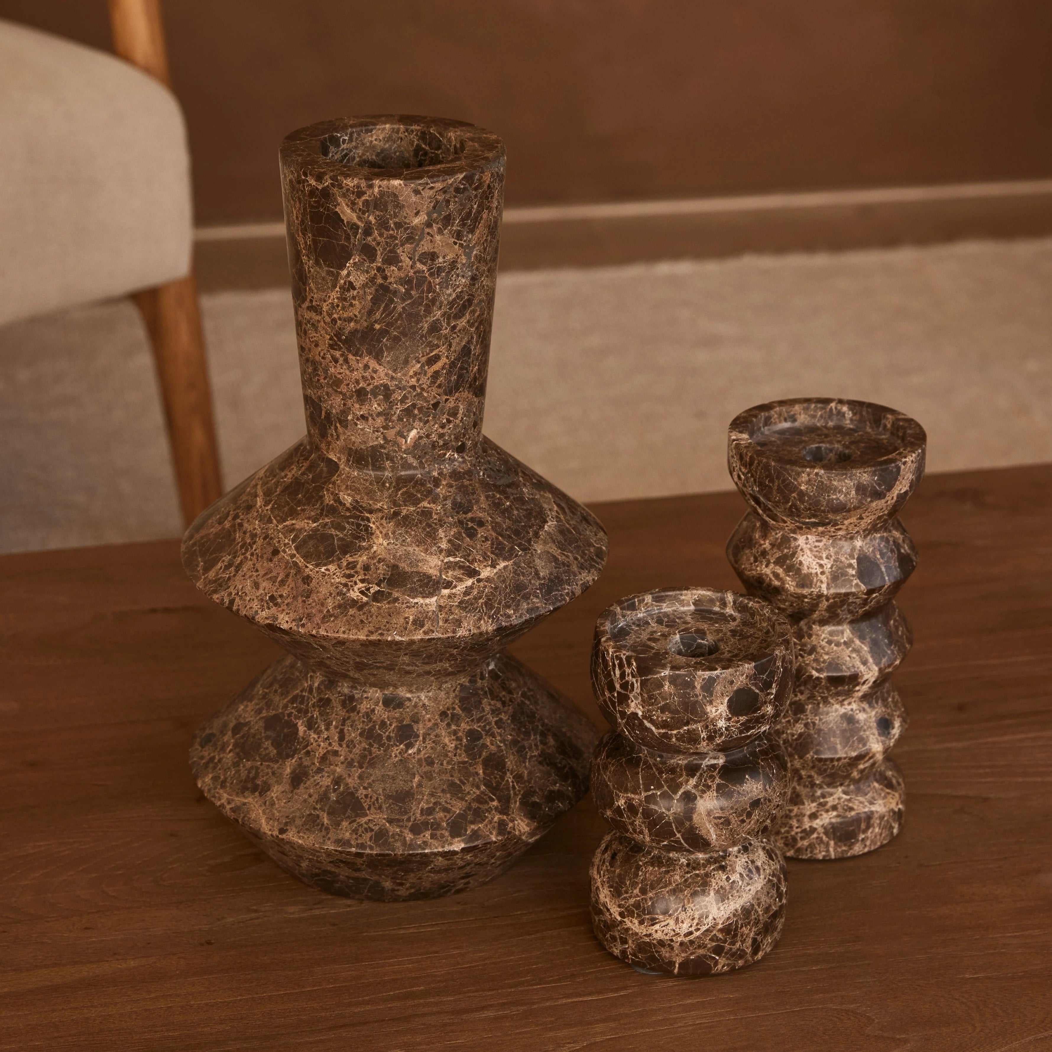 Rhombus Vaas Dark Emperador H35cm