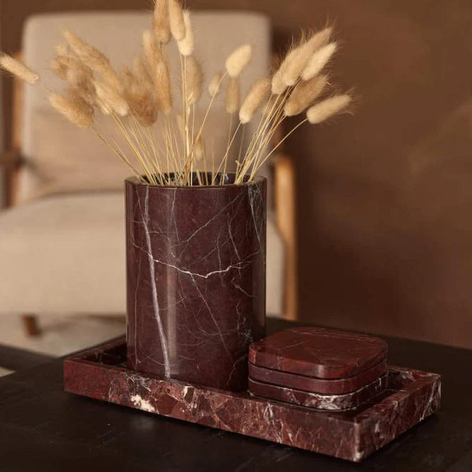 Marmer vaaswijnkoeler rood Ø12x18cm