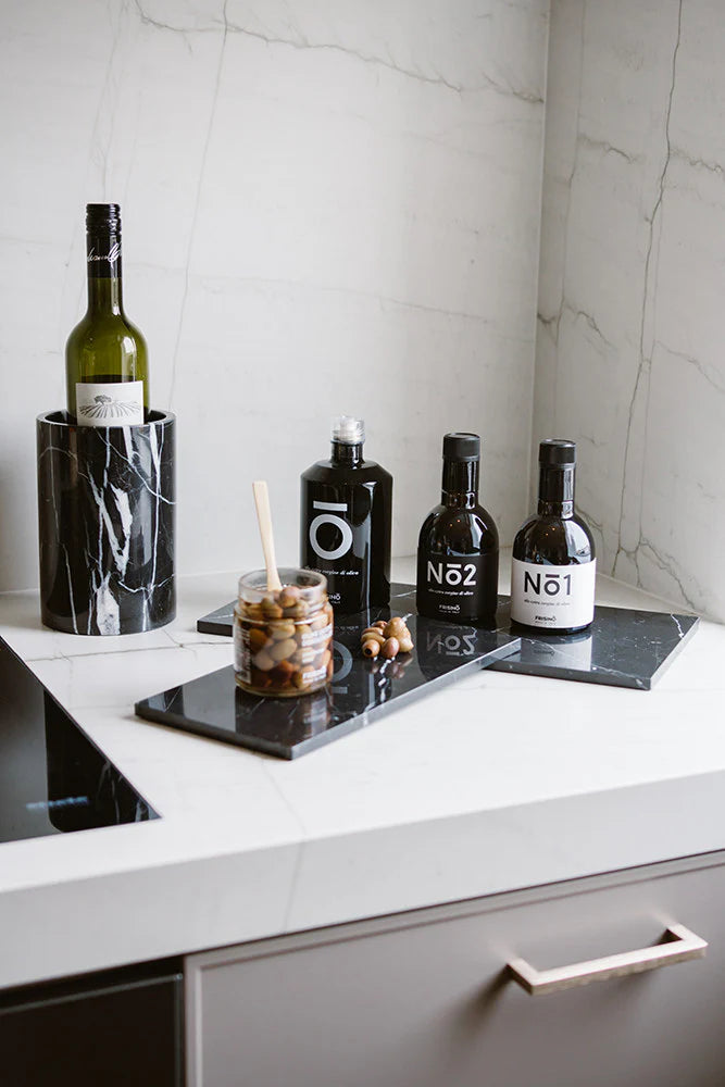 Marmer vaas/wijnkoeler zwart Ø12x18cm