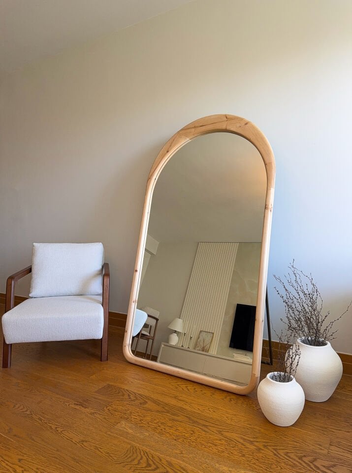Léa – Ovale Spiegel met Houten Frame 180x100 cm