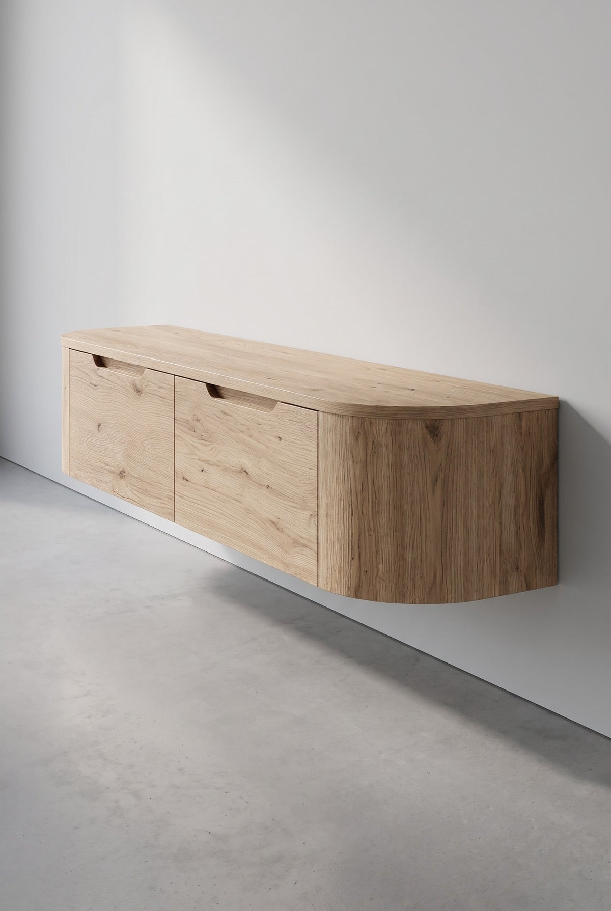 Miyoko zwevend tv-meubel eiken 180 cm, zijaanzicht