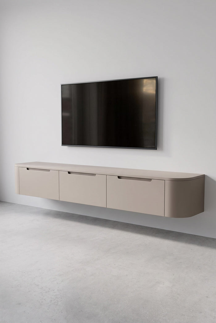 Miyoko Japandi tv-meubel taupe 240 cm, zwevend