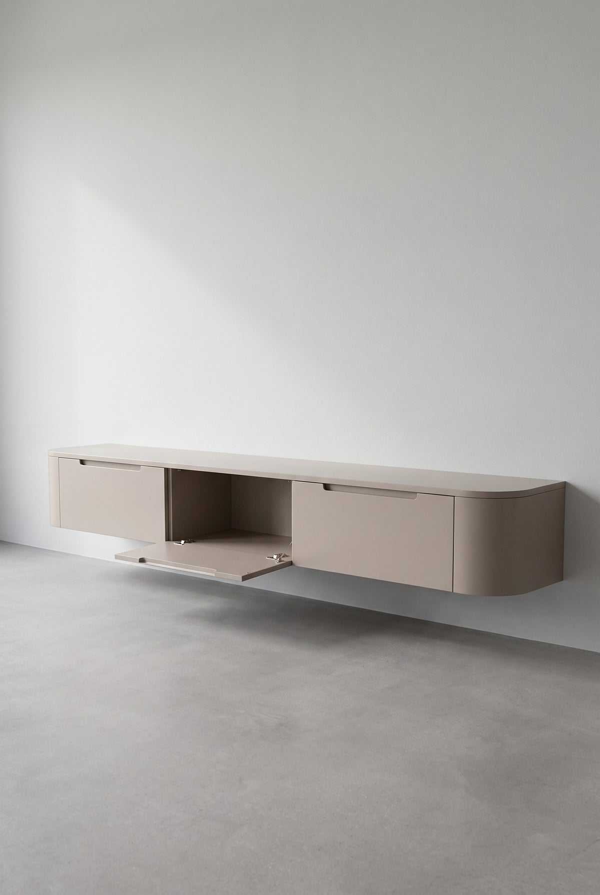 Miyoko zwevend tv-meubel taupe 270 cm met open klep