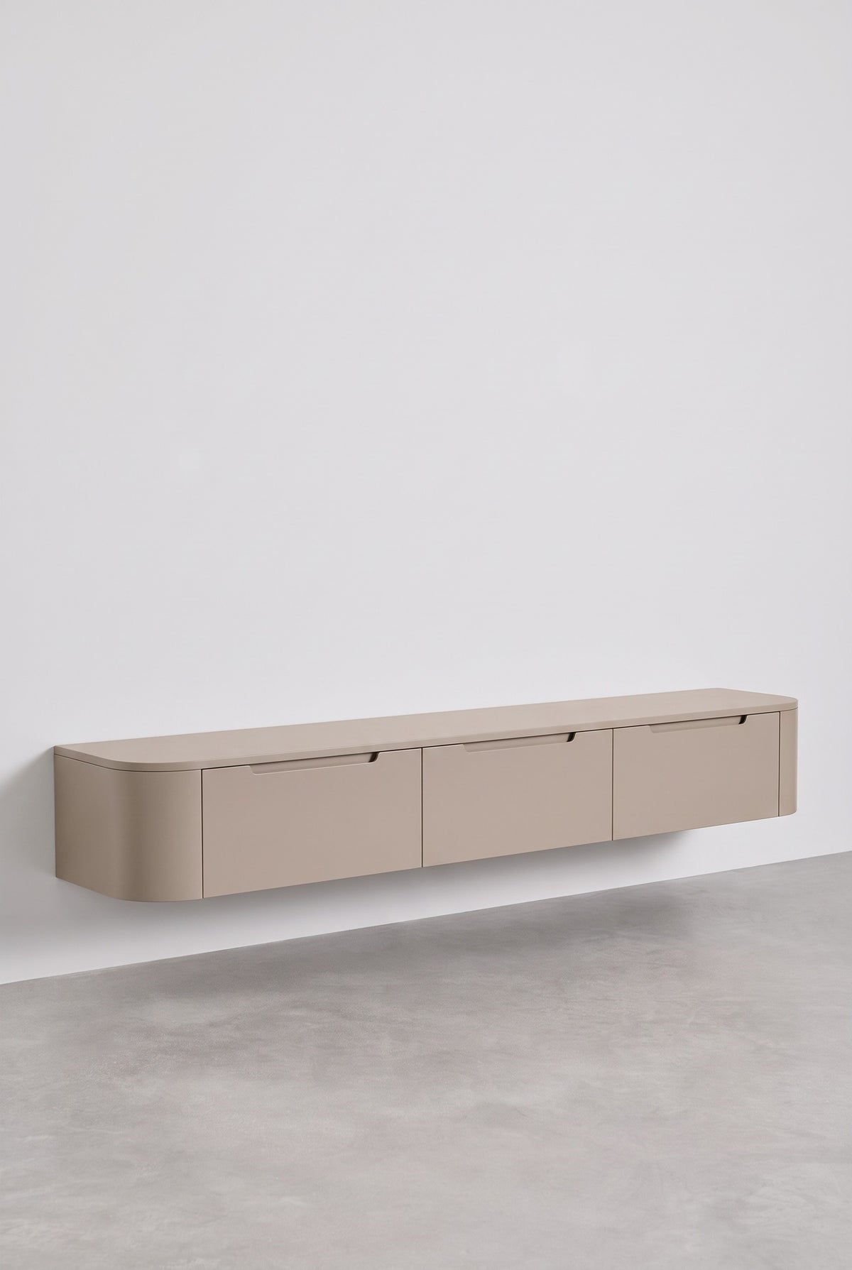 Miyoko zwevend tv-meubel taupe 270 cm, bovenaanzicht