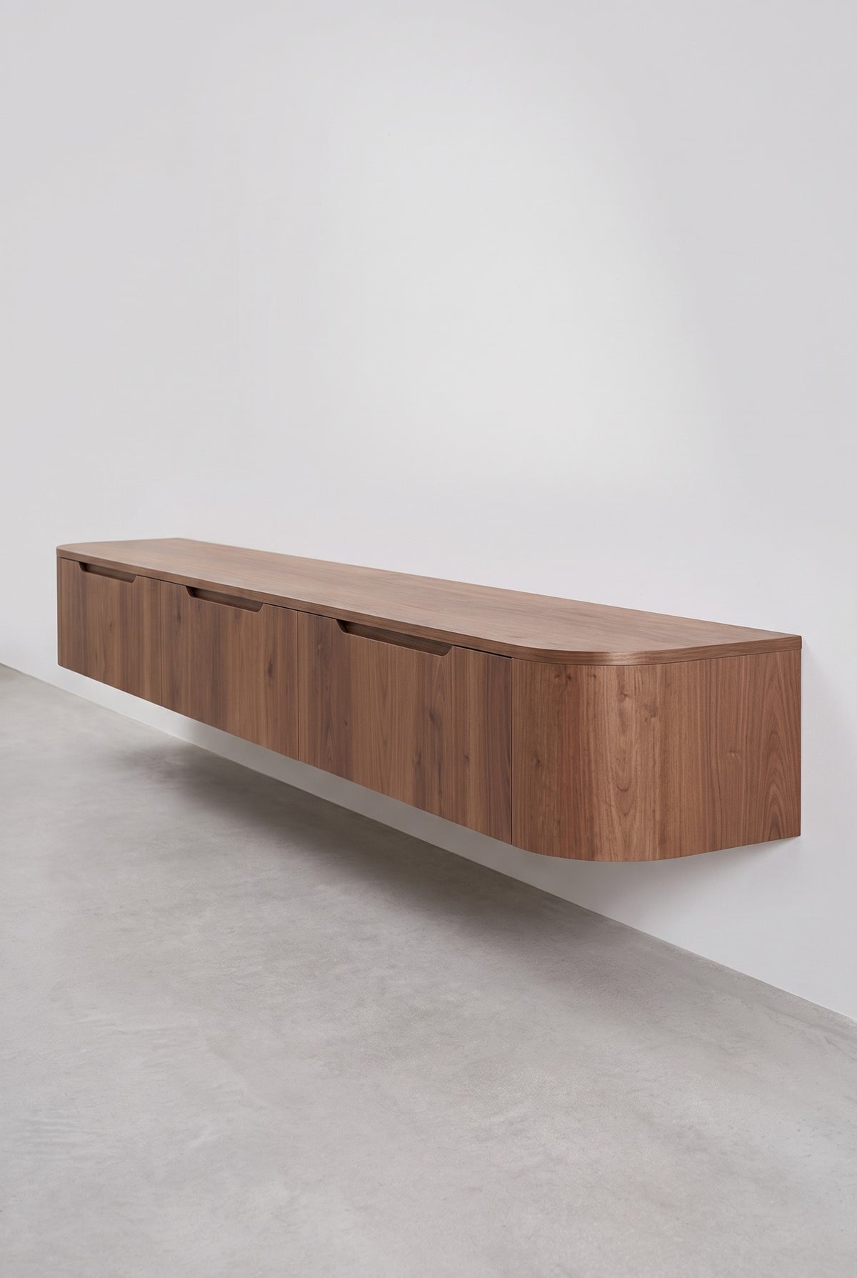 Miyoko zwevend tv-meubel walnoot 240 cm, zijaanzicht