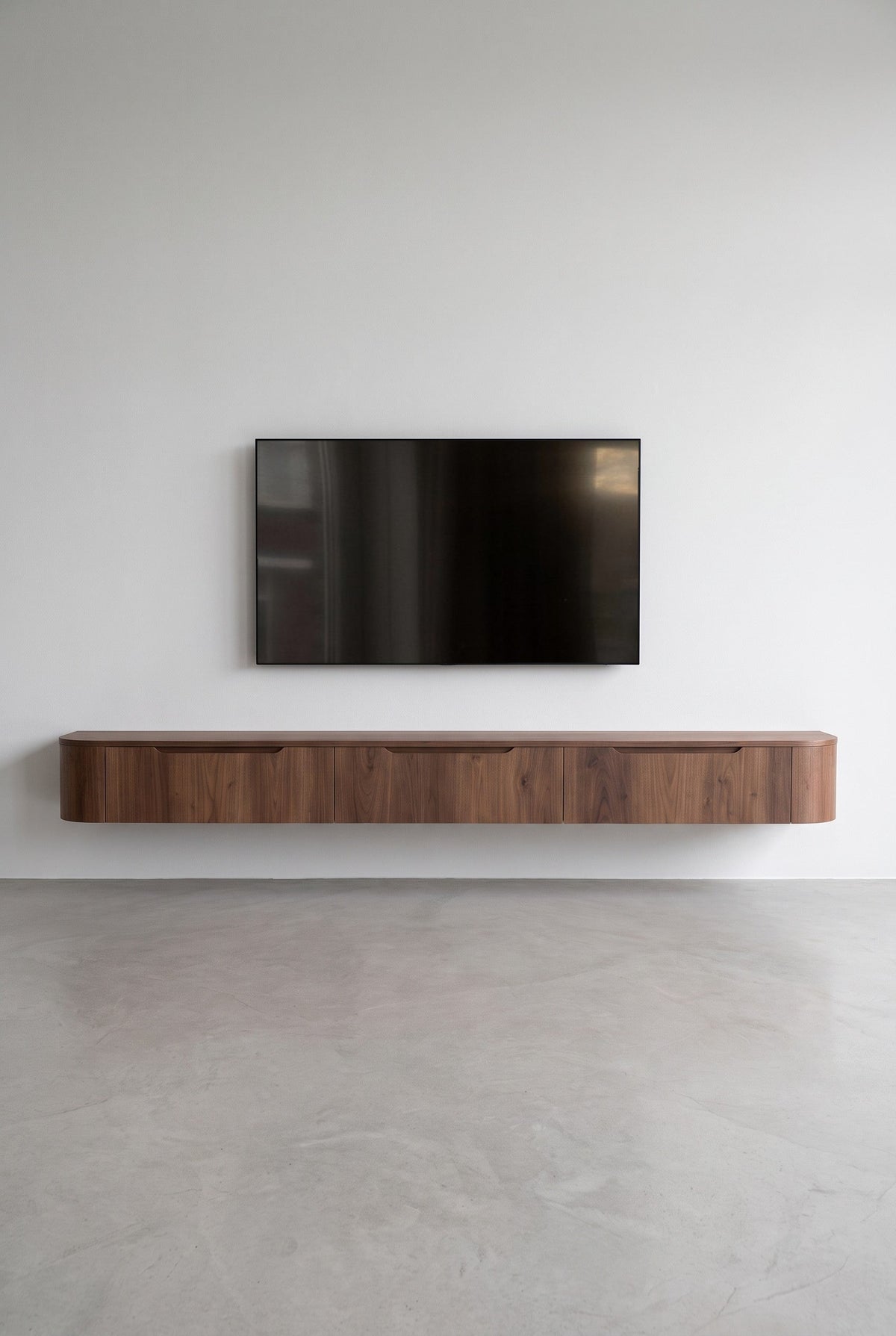 Miyoko zwevend tv-meubel walnoot 270 cm, vooraanzicht
