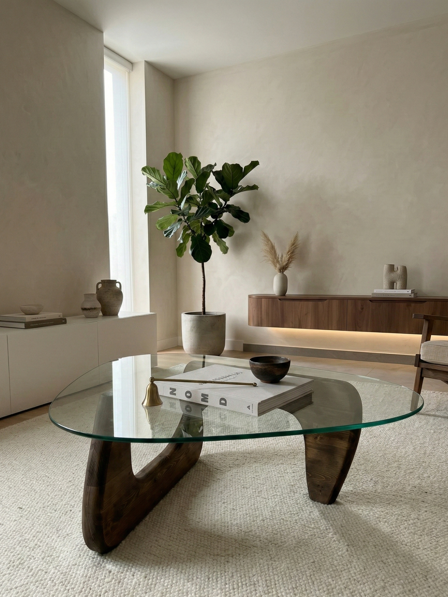 Organische Salontafel Walnoot – Gehard Glas – 90x65 cm