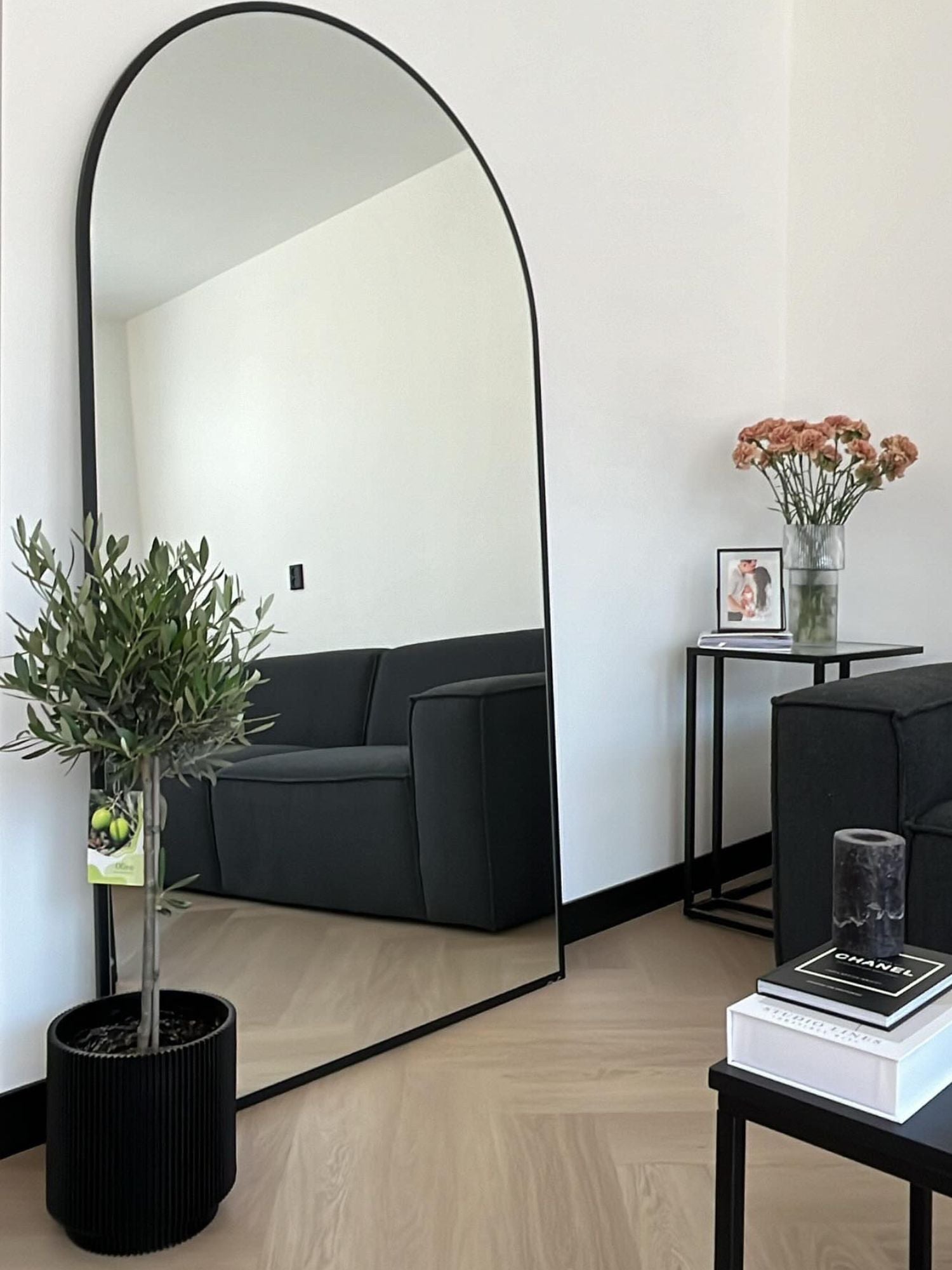 Grand miroir sur pied ovale 180x100 noir
