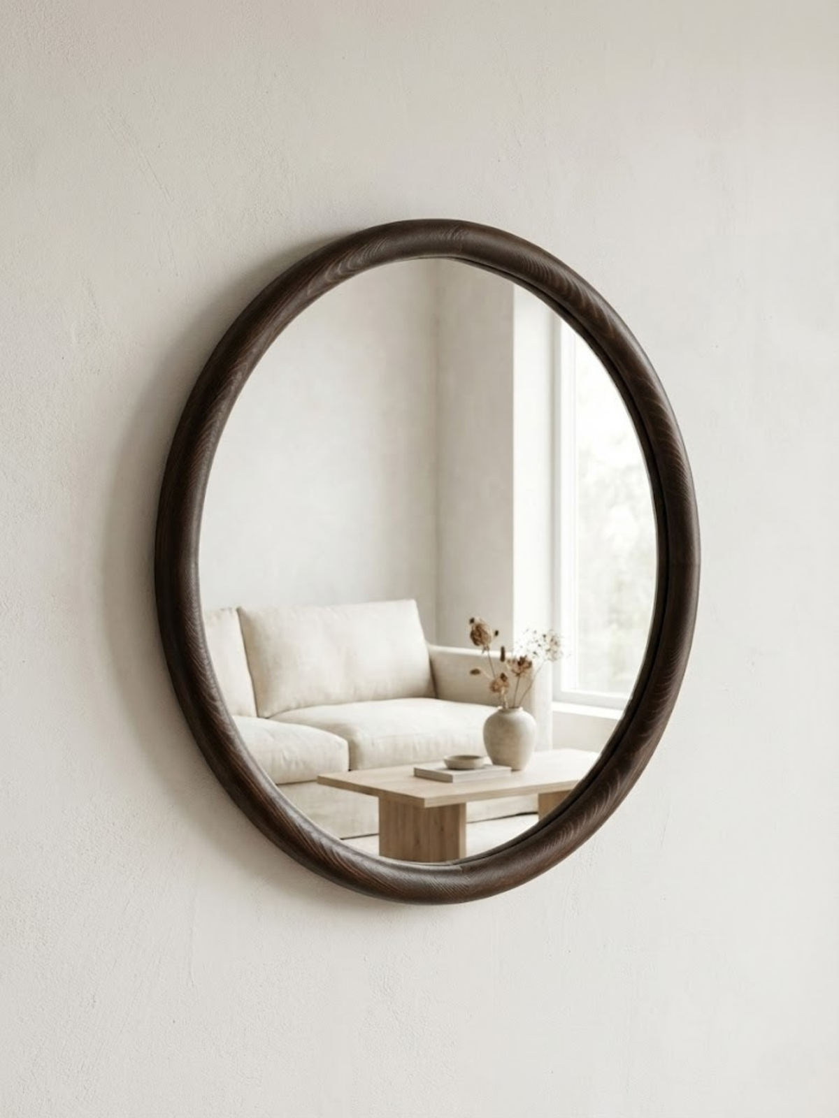 Elin ronde houten wandspiegel 70 cm