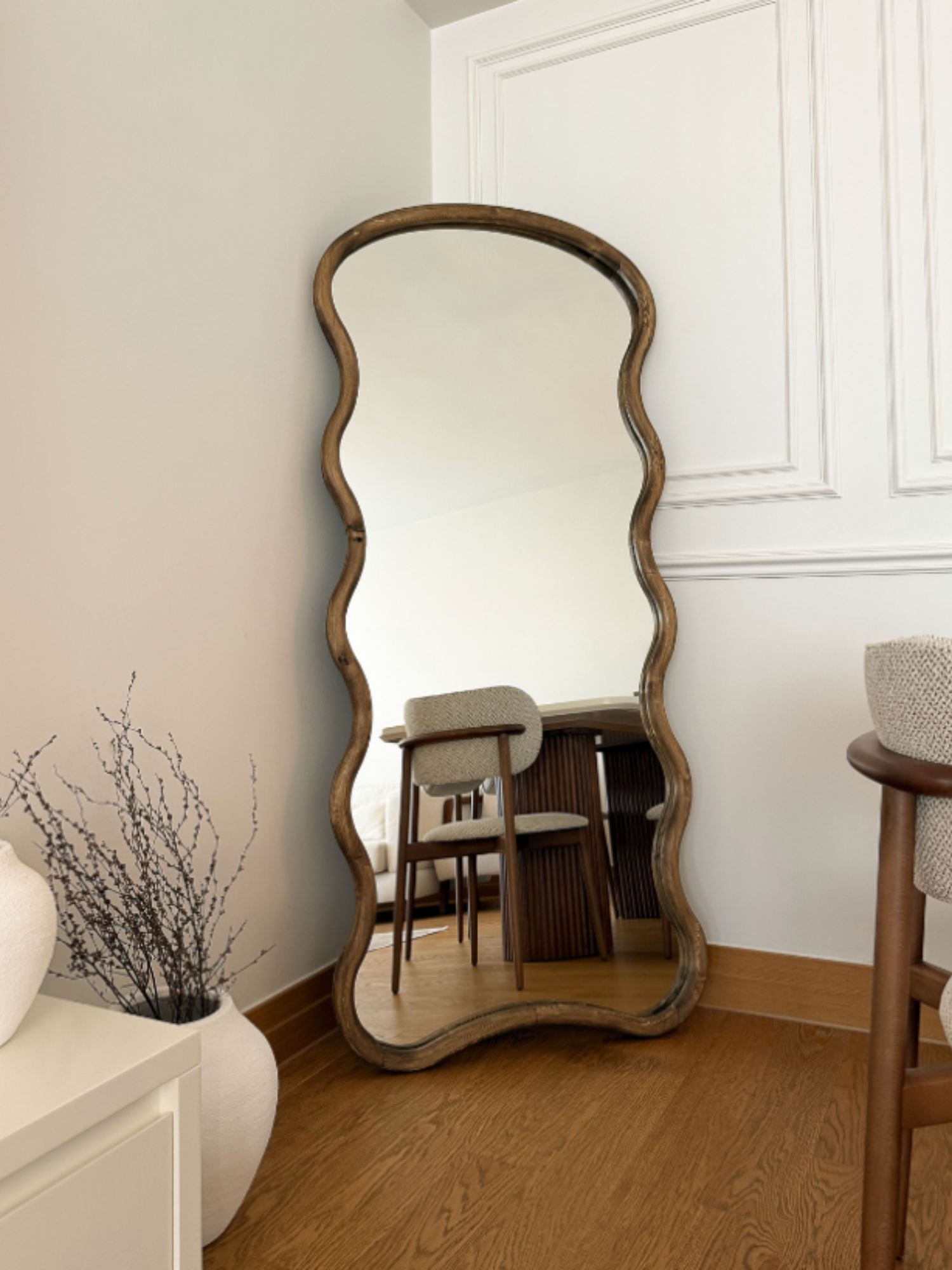 Loréa - Organische Golvende Houten Spiegel 180x80