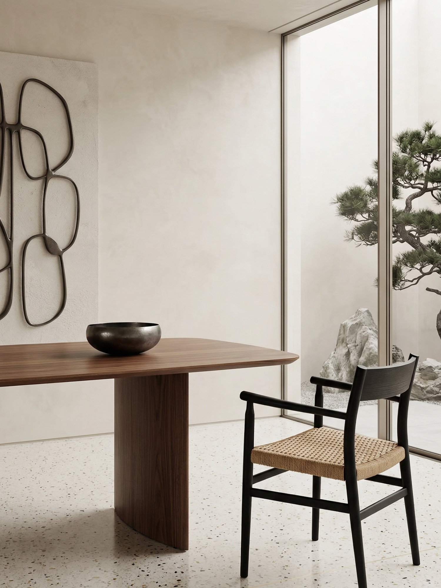 Nara Column eettafel 200x100 cm in walnoot