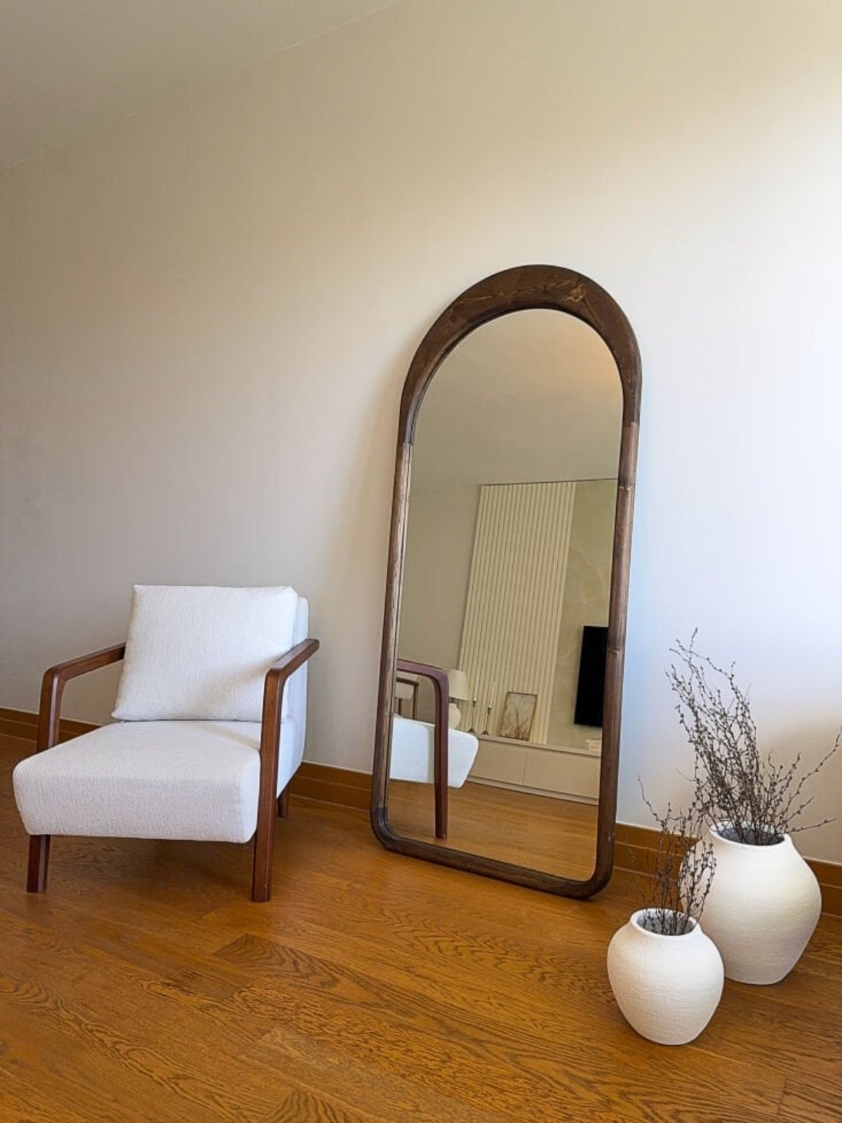 Lyska ovale houten spiegel 180x80 cm