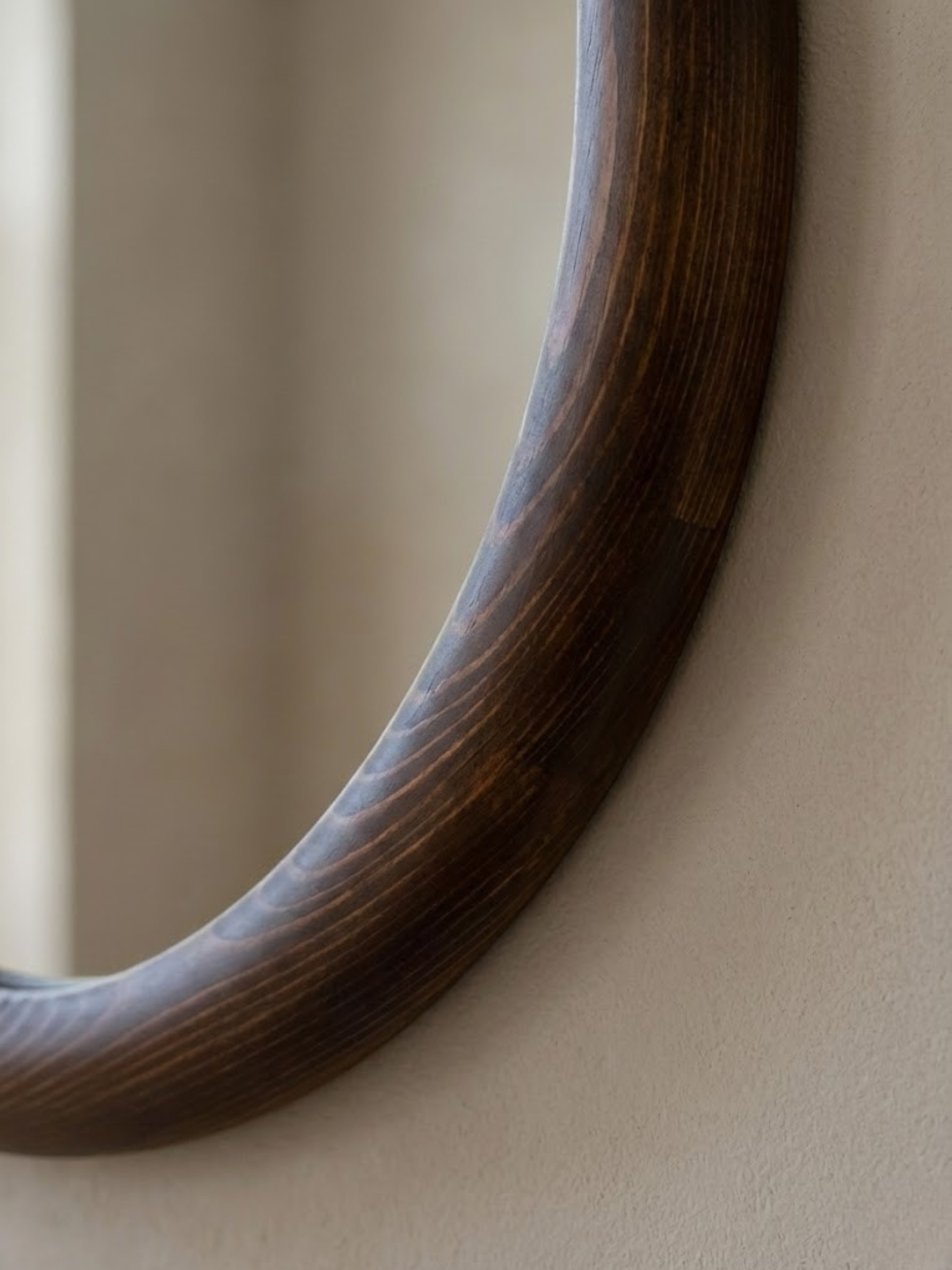 ELIN – Houten Japandi wandspiegel rond 70 cm