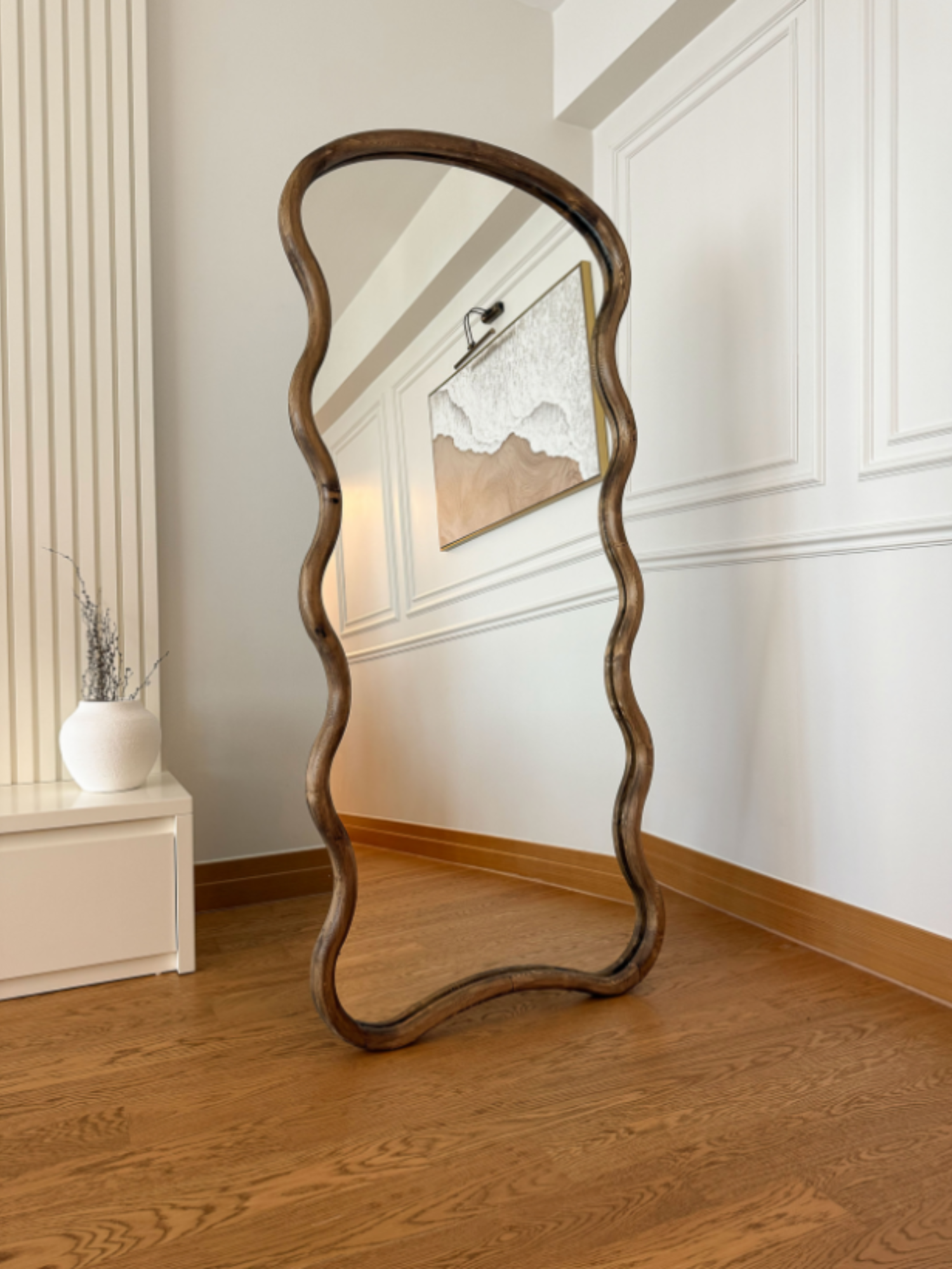 Loréa - Organische Golvende Houten Spiegel 180x80