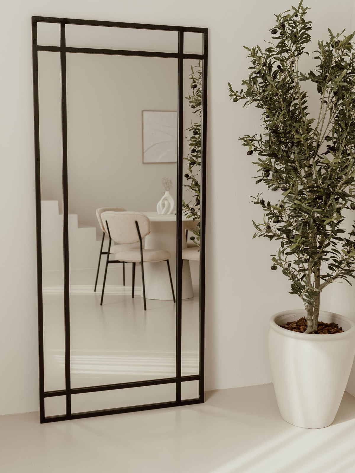 Staande spiegel met ruitverdeling 180x80 cm in zwart