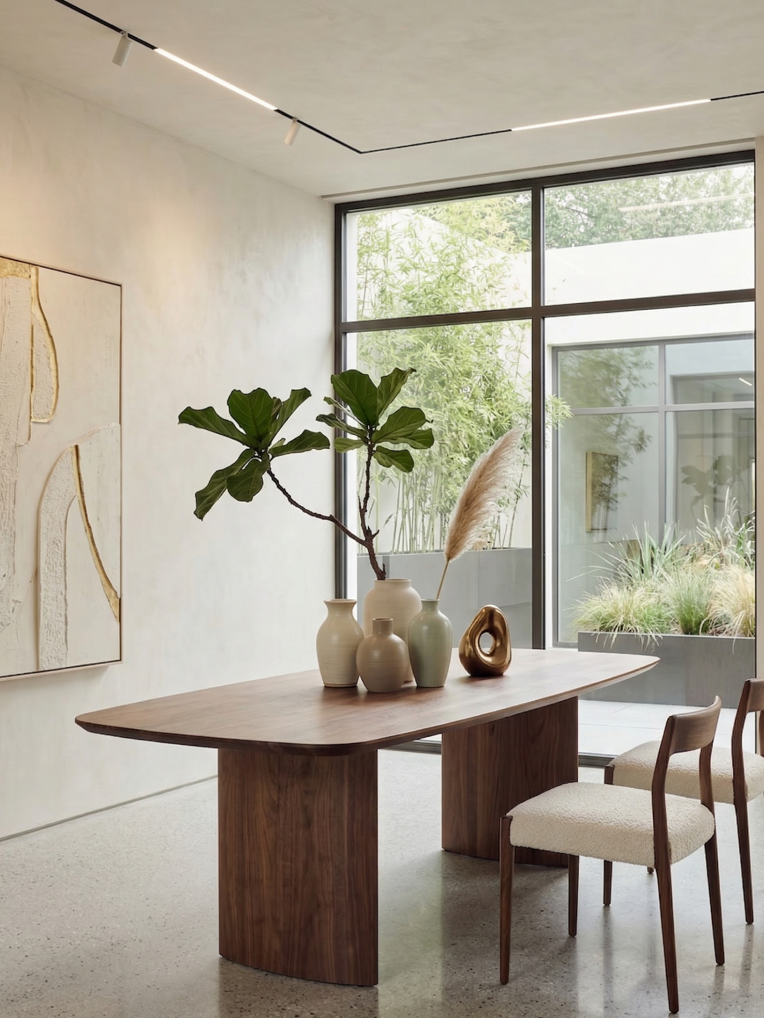 Nara Column eettafel 200x100 cm in walnoot