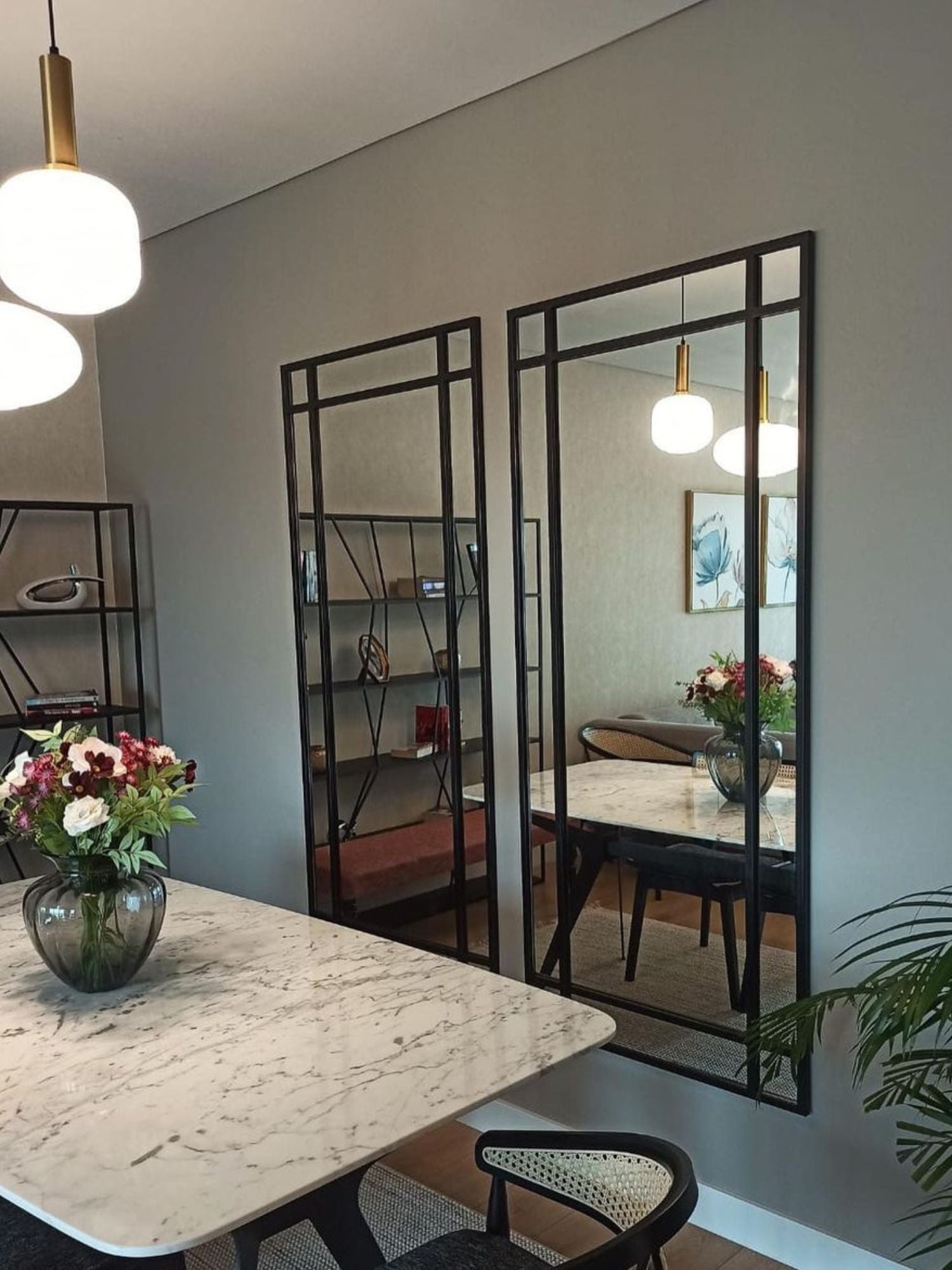 Grote Staande Spiegel Ruiten 180x80 Zwart