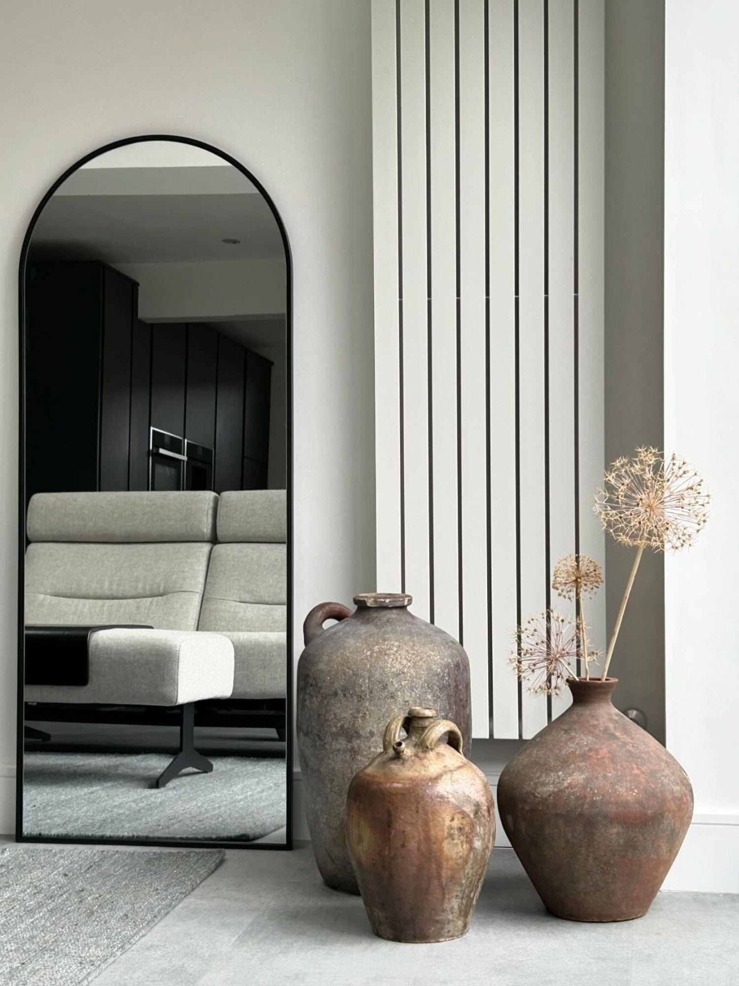 Grand miroir sur pied ovale 180x70 noir
