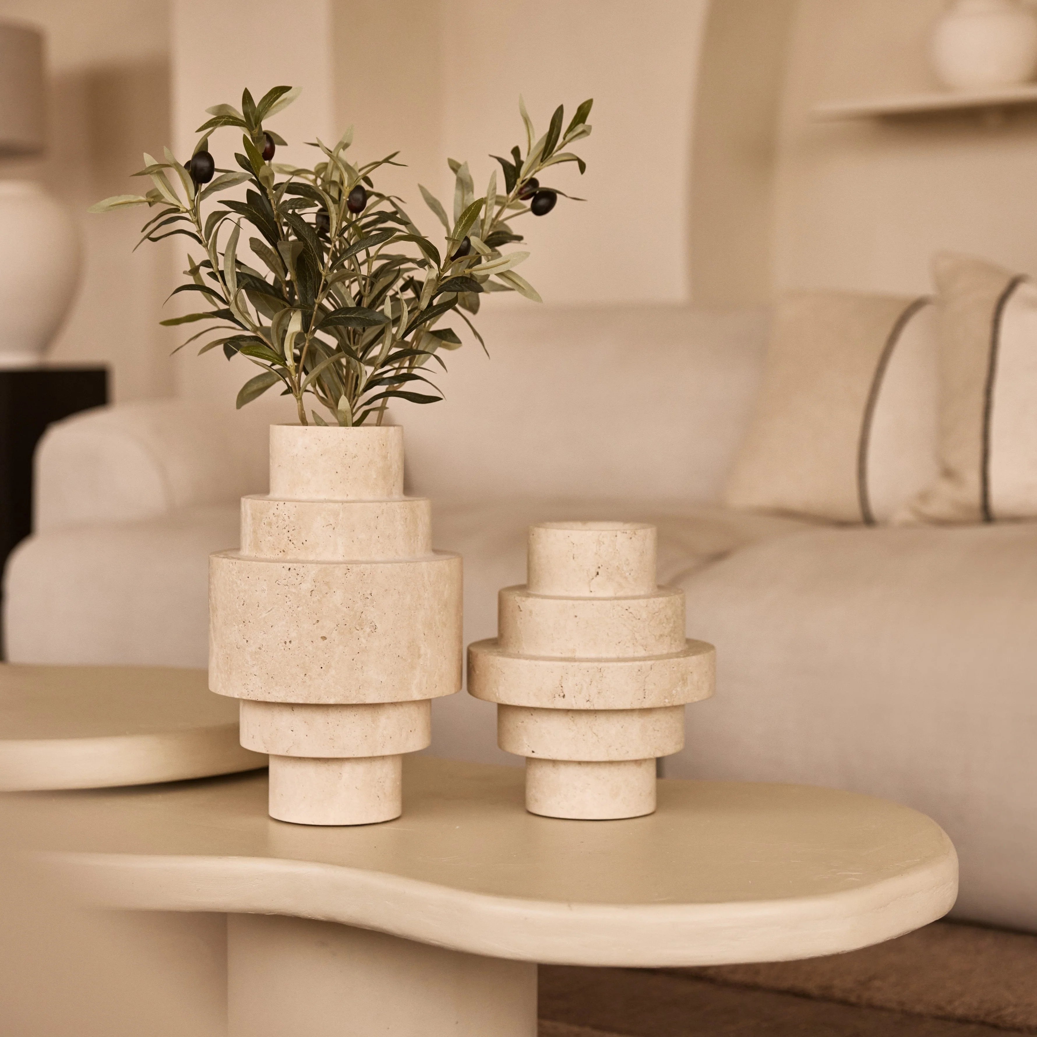 Travertine Agano Vaas Set