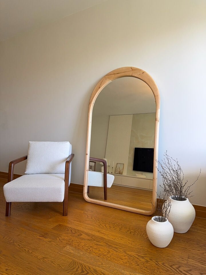 Léa – Ovale Spiegel met Houten Frame 180x100 cm