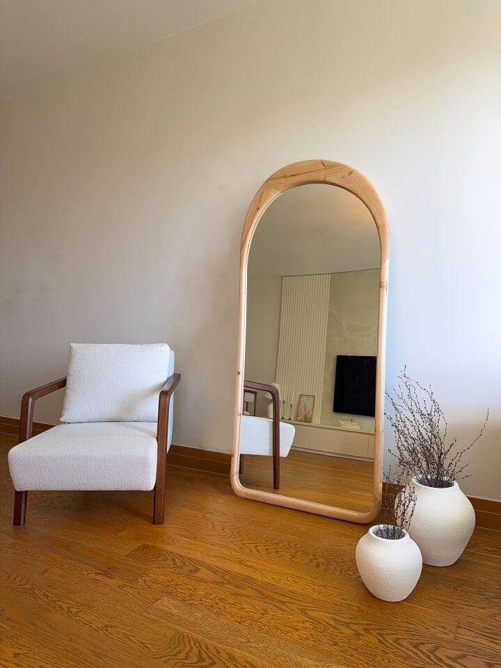 Lina – Ovale Spiegel met Houten Frame 180x80 cm
