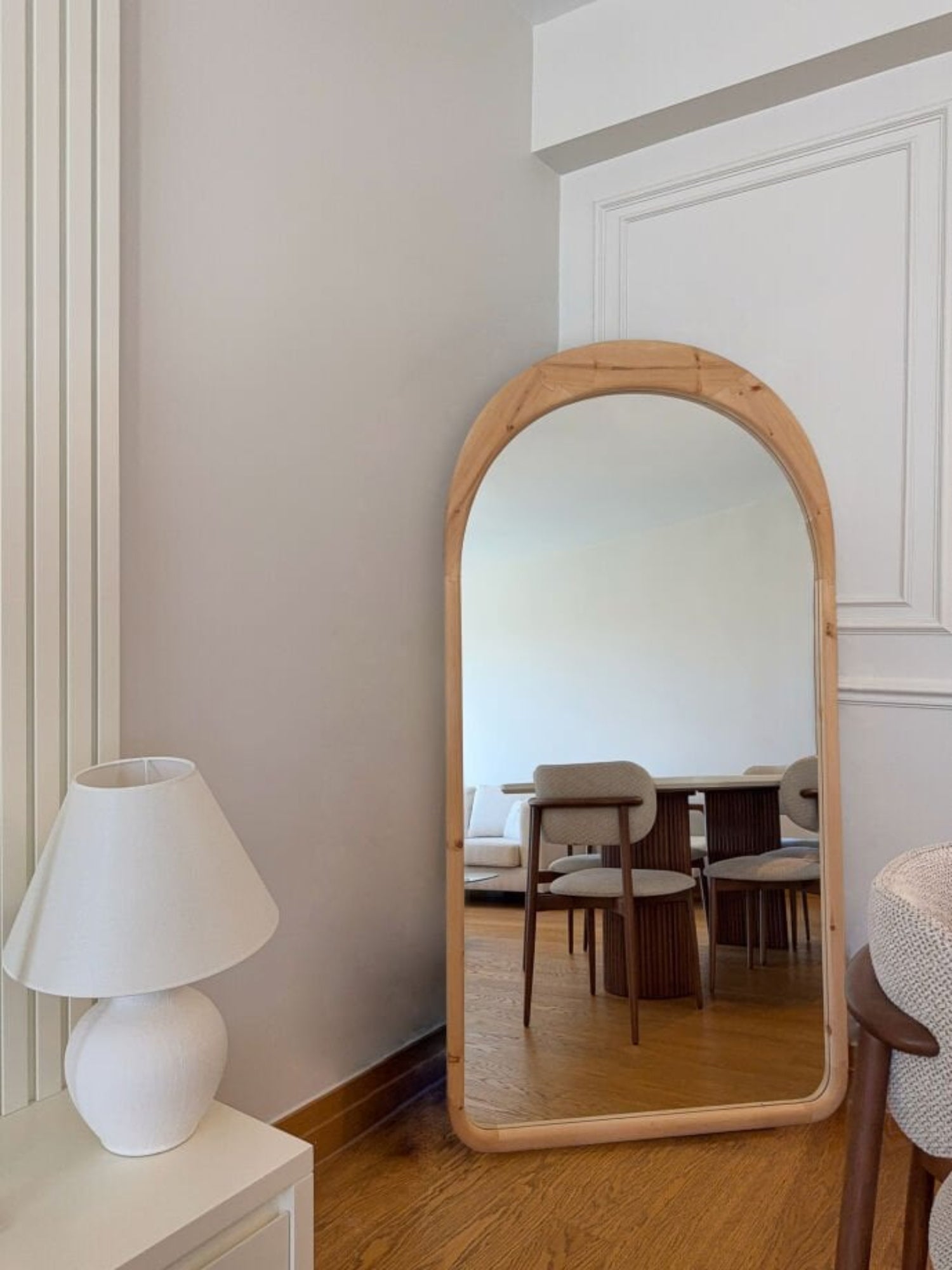 Lina – Ovale Spiegel met Houten Frame 180x80 cm