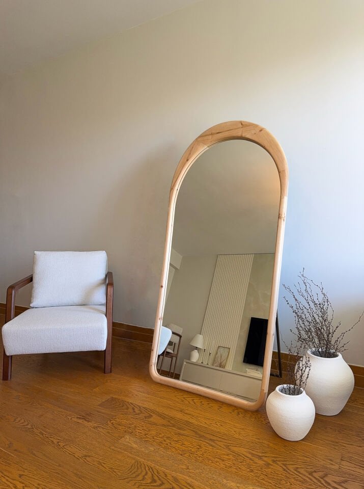 Lina – Ovale Spiegel met Houten Frame 180x80 cm