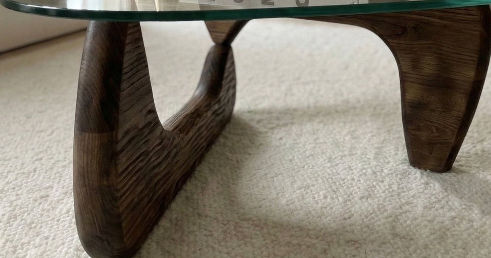 Afmetingen van Organische salontafel walnoot met glas 90 x 65 cm