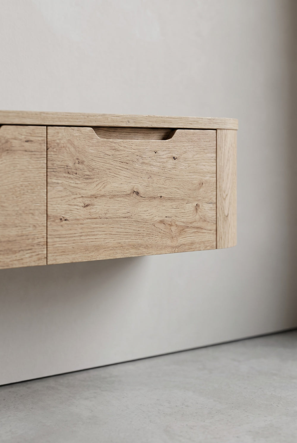 Detail van Miyoko Japandi tv-meubel eiken 180 cm, zwevend