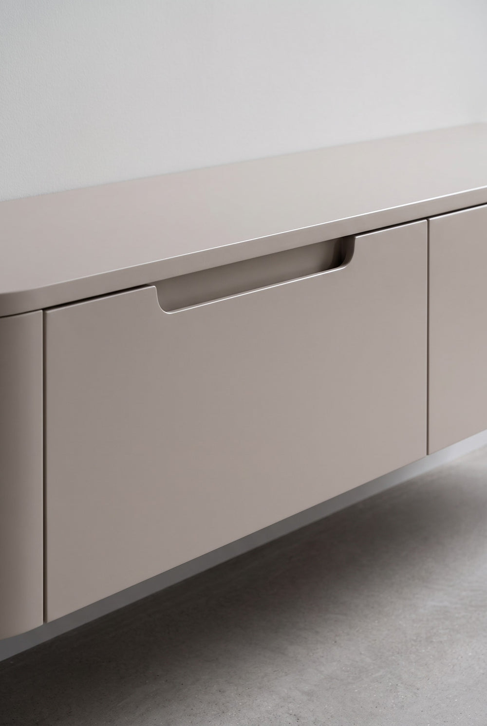 Detail van Miyoko Japandi tv-meubel taupe 180 cm, zwevend