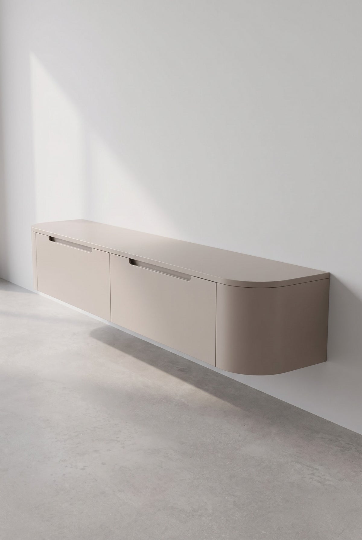 Miyoko zwevend tv-meubel taupe 180 cm, zijaanzicht