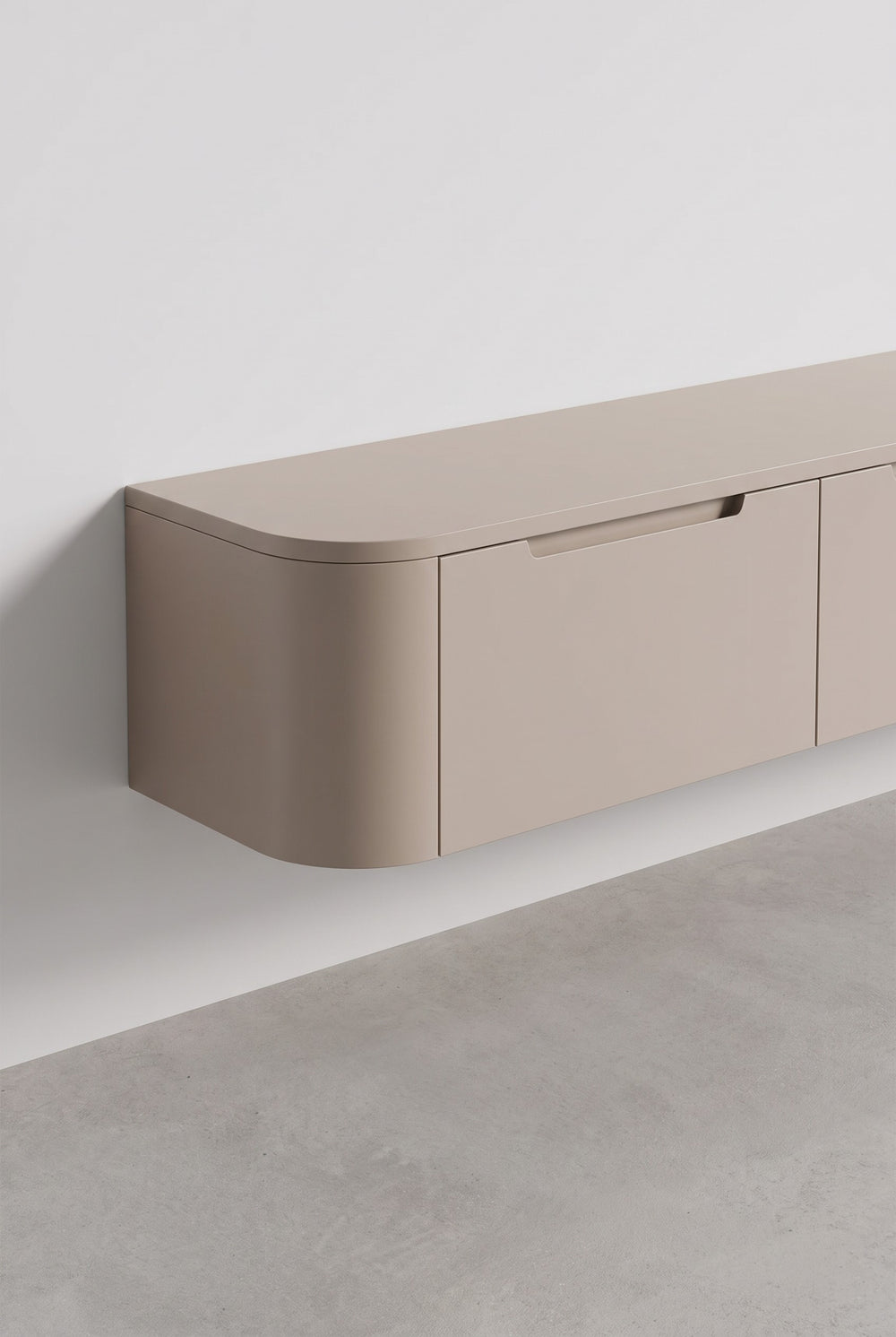 Detail van Miyoko Japandi tv-meubel taupe 240 cm, zwevend