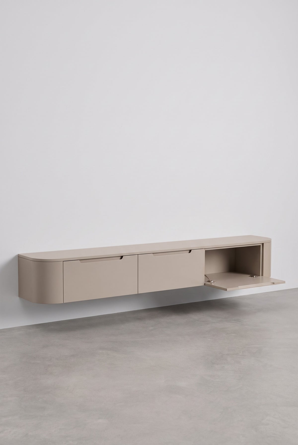 Miyoko zwevend tv-meubel taupe 240 cm met open klep