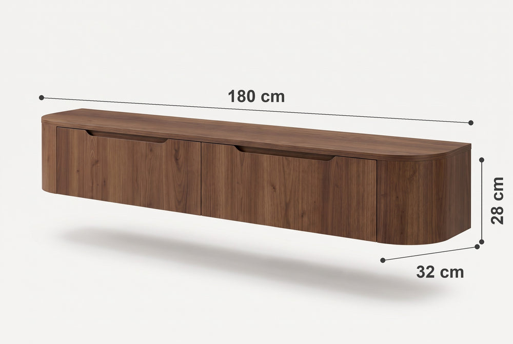 Afmetingen van Miyoko Japandi tv-meubel walnoot 180 cm, zwevend