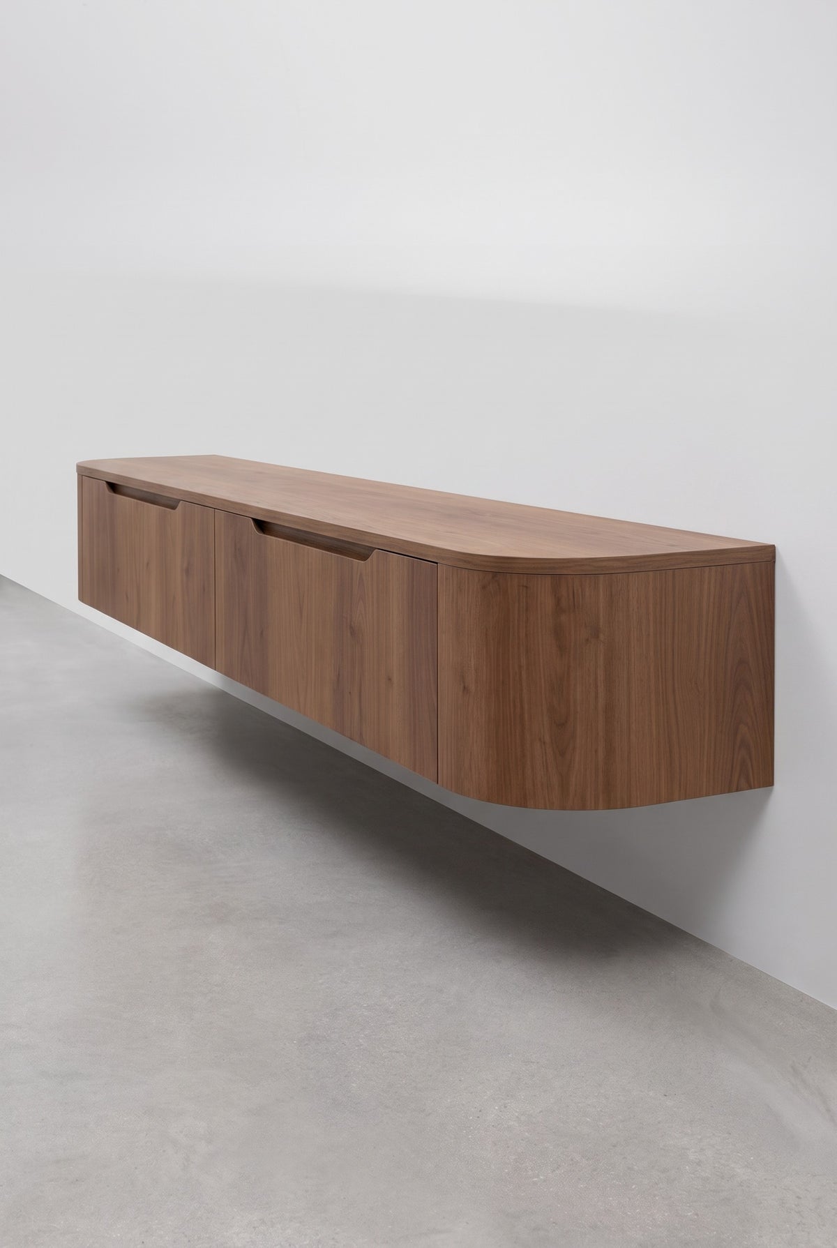 Miyoko zwevend tv-meubel walnoot 180 cm, zijaanzicht