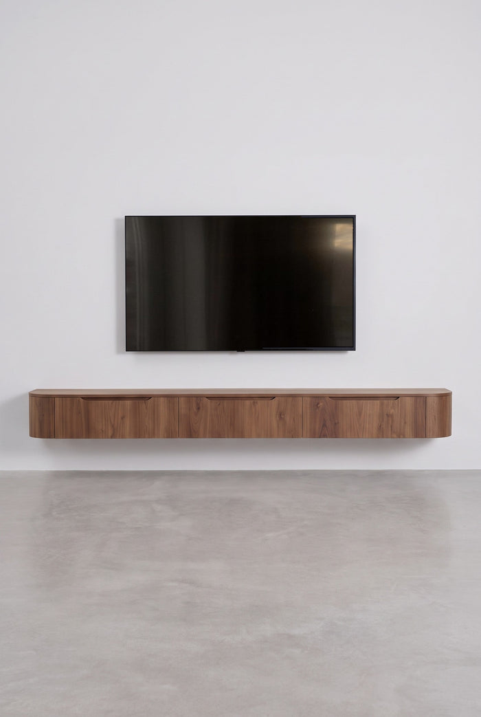 Miyoko Japandi tv-meubel walnoot 240 cm, zwevend