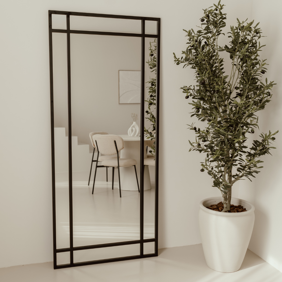 Grote Staande Spiegel Ruiten 180x80 Zwart