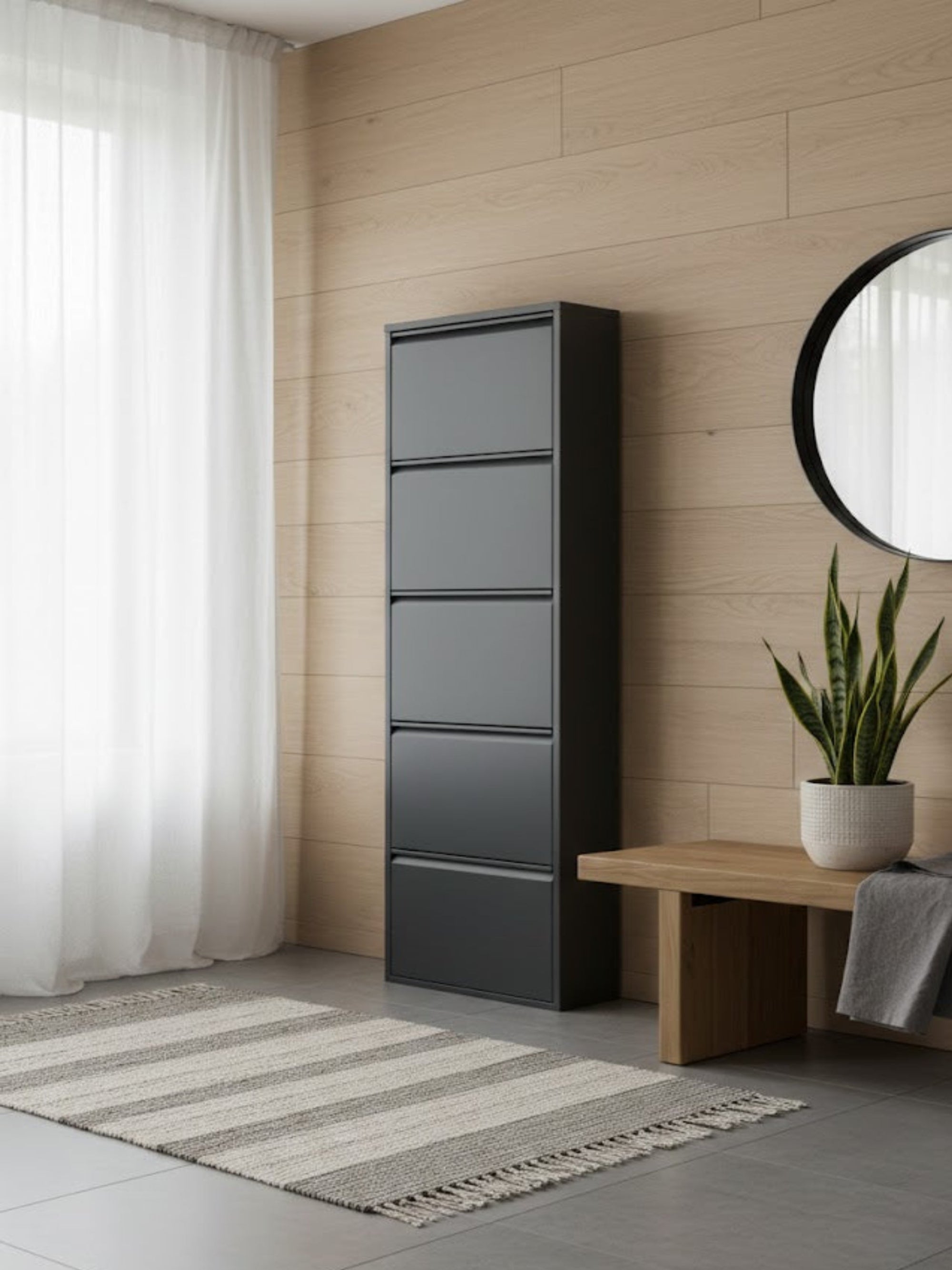 Elodie – Metalen Wandschoenenkast in Mat Zwart